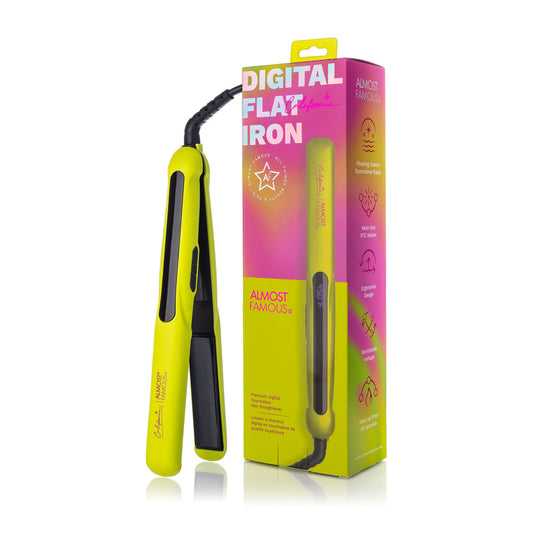 New 1.25" Digital Professional Flat Iron with Extra Wide Plates - California Collection/Yellow-0