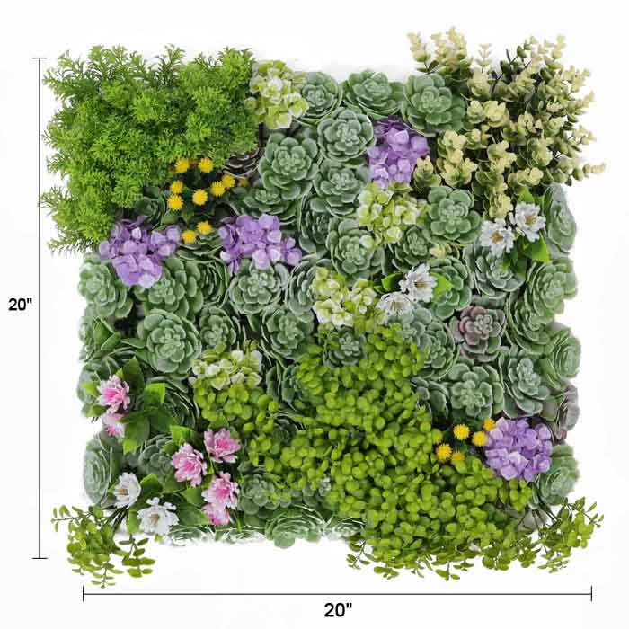 Artificial Dense Succulent Green Wall / Vertical Garden Panel 20" x 20" UV Resistant-1