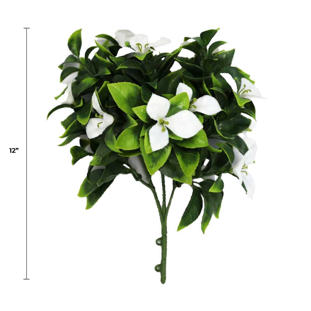 Artificial White Bougainvillea Flower Stem 12" (Living Wall Insert) UV Resistant-1