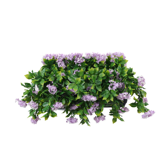 Artificial Draping Lilac Flowering Window Box Planter 20" x 14"(Outdoor Proof)-0