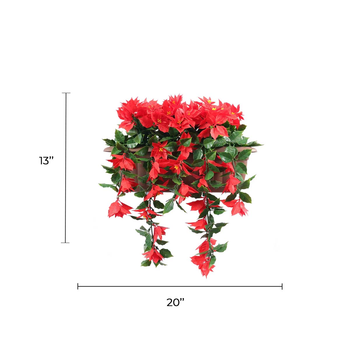 Artificial Draping Poinsettia Window Box Planter 20" x 14" UV Resistant (Outdoor Proof)-1