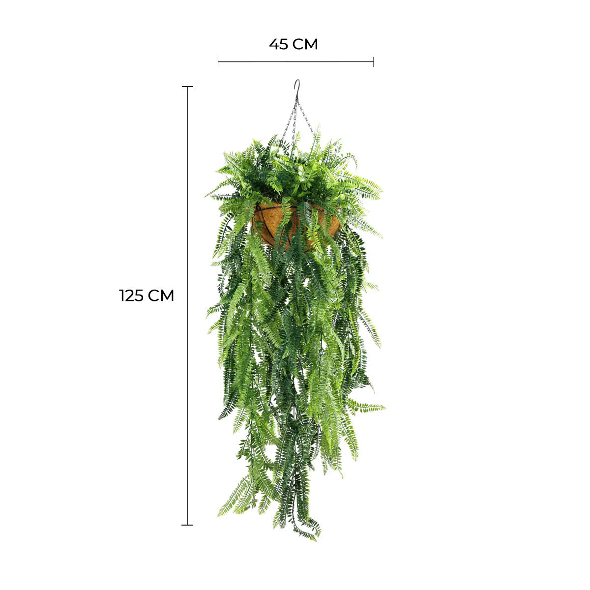 Artificial Hanging Fern Basket – UV Resistant (17.7in x 49.2in | 45cm x 125cm)-1