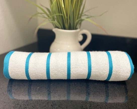 Premium Cotton-Poly Blend Horizontal Stripes Pool Towels 2 PK-2