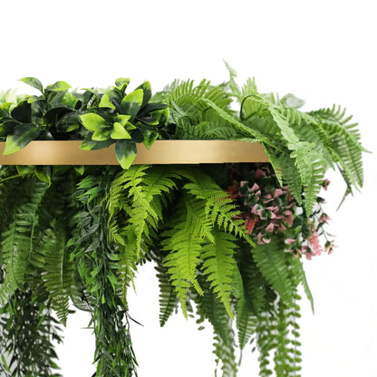Gold Framed Roof Hanging Disc With Draping Life-Like Plants 23.6"-3