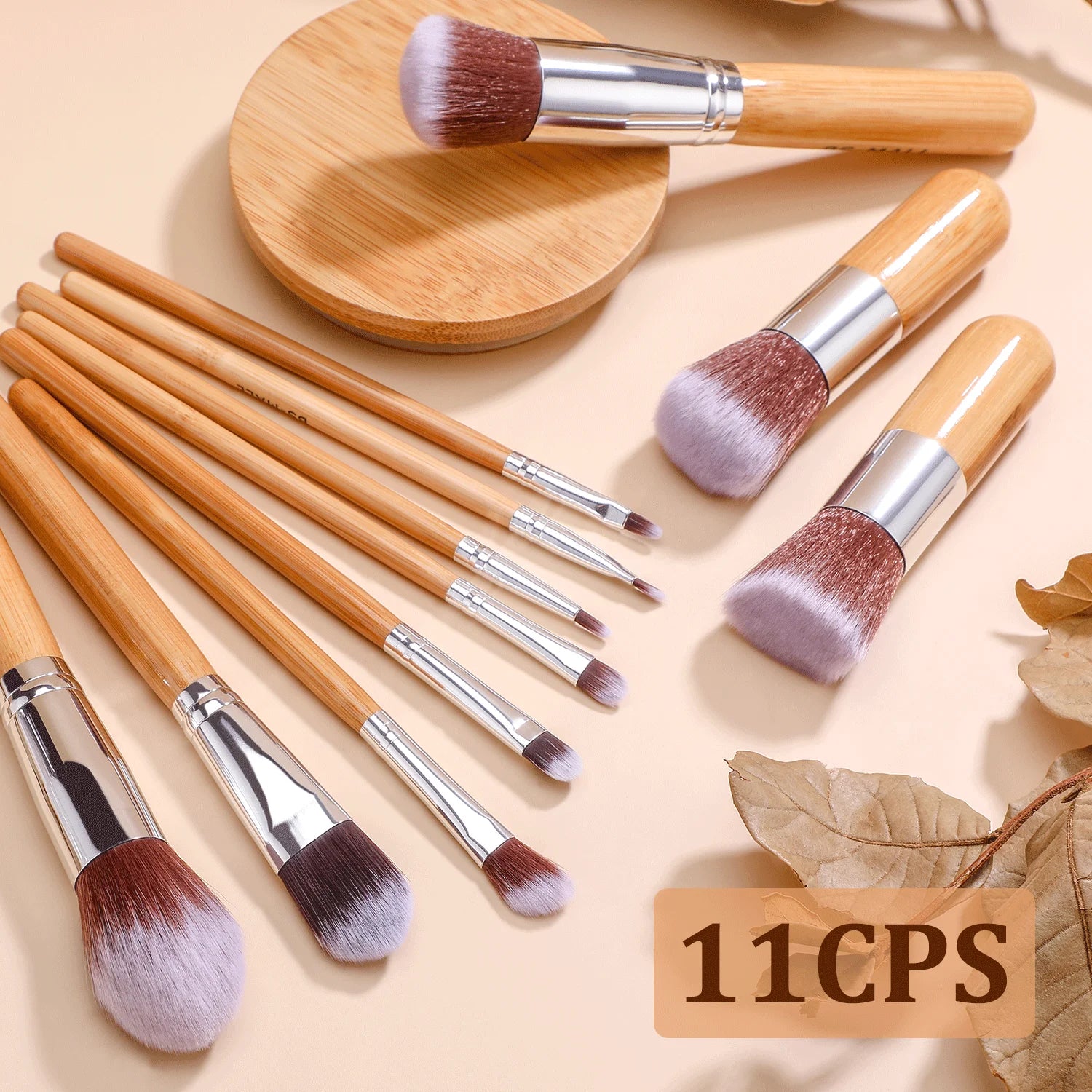 BS-MALL hot sale 11pcs custom logo natural bamboo makeup brush set-1