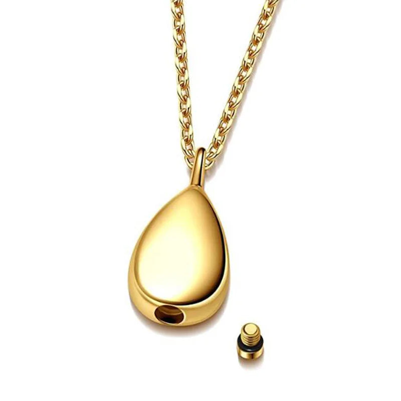 Duoying Stainless Steel Teardrop Pet Ashes Urn Pendant Necklace Urn Cremation Keepsake Necklaces for Memorial-7