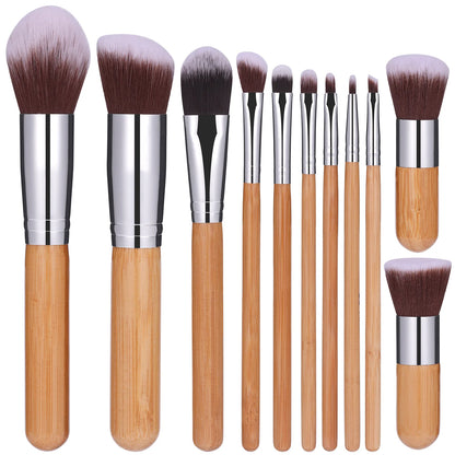 BS-MALL hot sale 11pcs custom logo natural bamboo makeup brush set-6