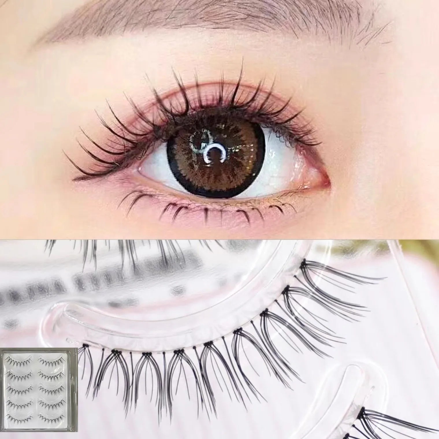 Handmade Clear Band Soft Natural Look False Eyelashes Makeup 3D Lashes-5