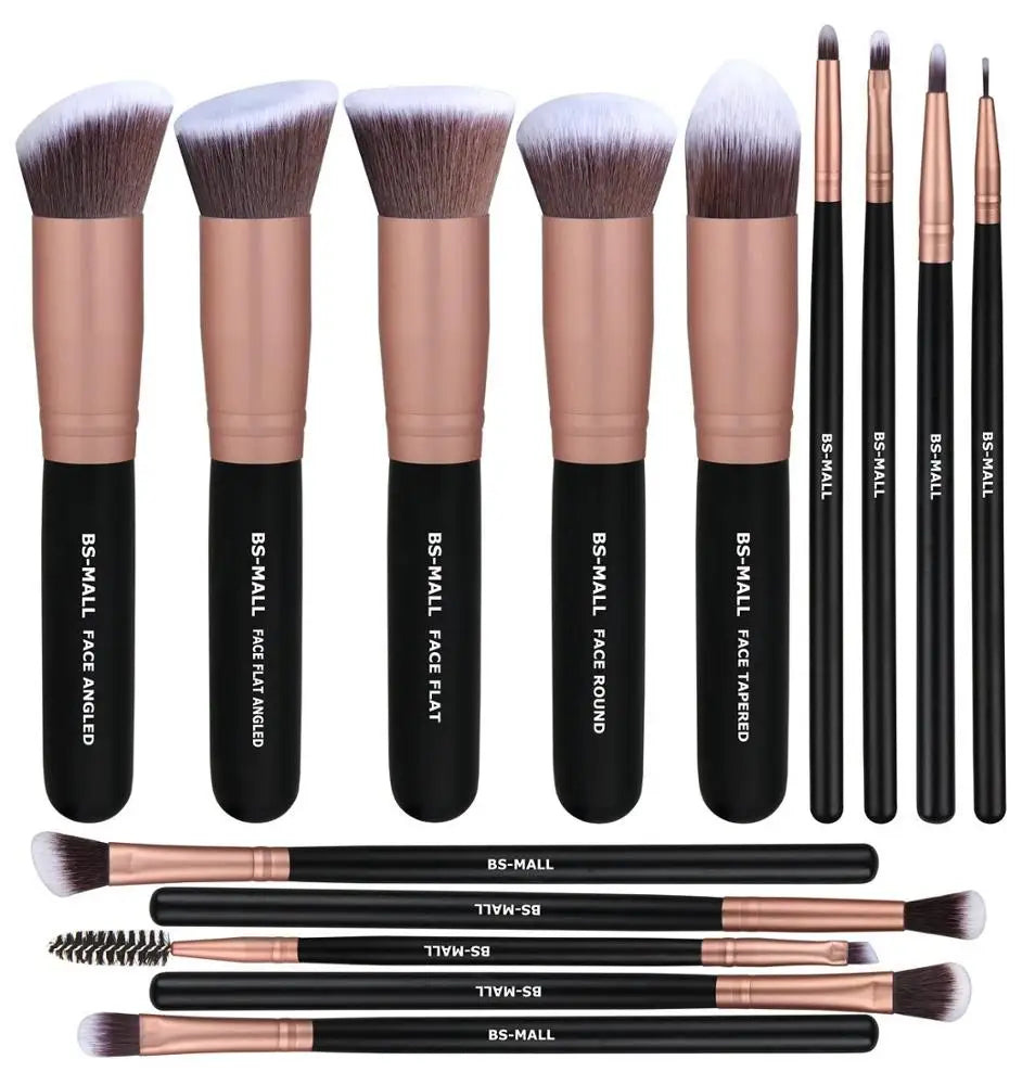 Wholesale 14 pcs Rose Gold Cosmetic Make up Brush Kit Private Label High Quality Private Label Makeup Brushes with Brush Holder-6