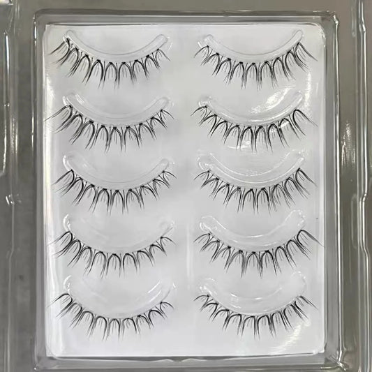 Handmade Clear Band Soft Natural Look False Eyelashes Makeup 3D Lashes-0