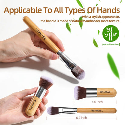 Eco-friendly Bamboo Makeup Brushes 11PCS Wholesale Private Label Vegan Bamboo Handle Makeup Brushes Sponge Set-1