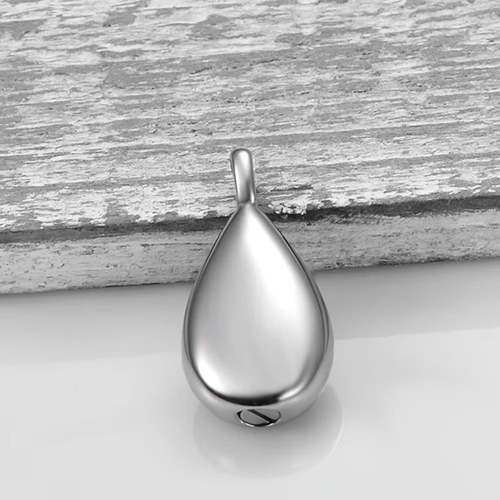 Duoying Stainless Steel Teardrop Pet Ashes Urn Pendant Necklace Urn Cremation Keepsake Necklaces for Memorial-4