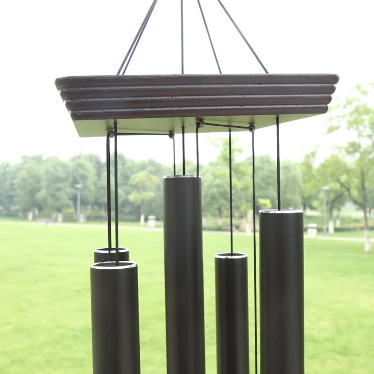 48" 5 Tubes Matt Black Decoration Hanging Metal Craft Outdoor Wind Chime-3