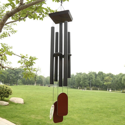 48" 5 Tubes Matt Black Decoration Hanging Metal Craft Outdoor Wind Chime-2