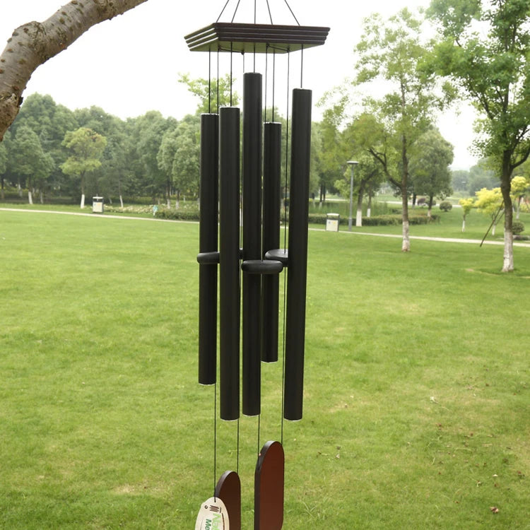 48" 5 Tubes Matt Black Decoration Hanging Metal Craft Outdoor Wind Chime-1