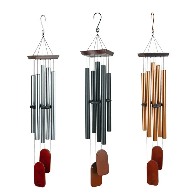 48" 5 Tubes Matt Black Decoration Hanging Metal Craft Outdoor Wind Chime-0