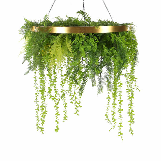 32-Inch Imitation Gold Artificial Hanging Green Wall Disc – Limited Edition  UV-Resistant Foliage-0