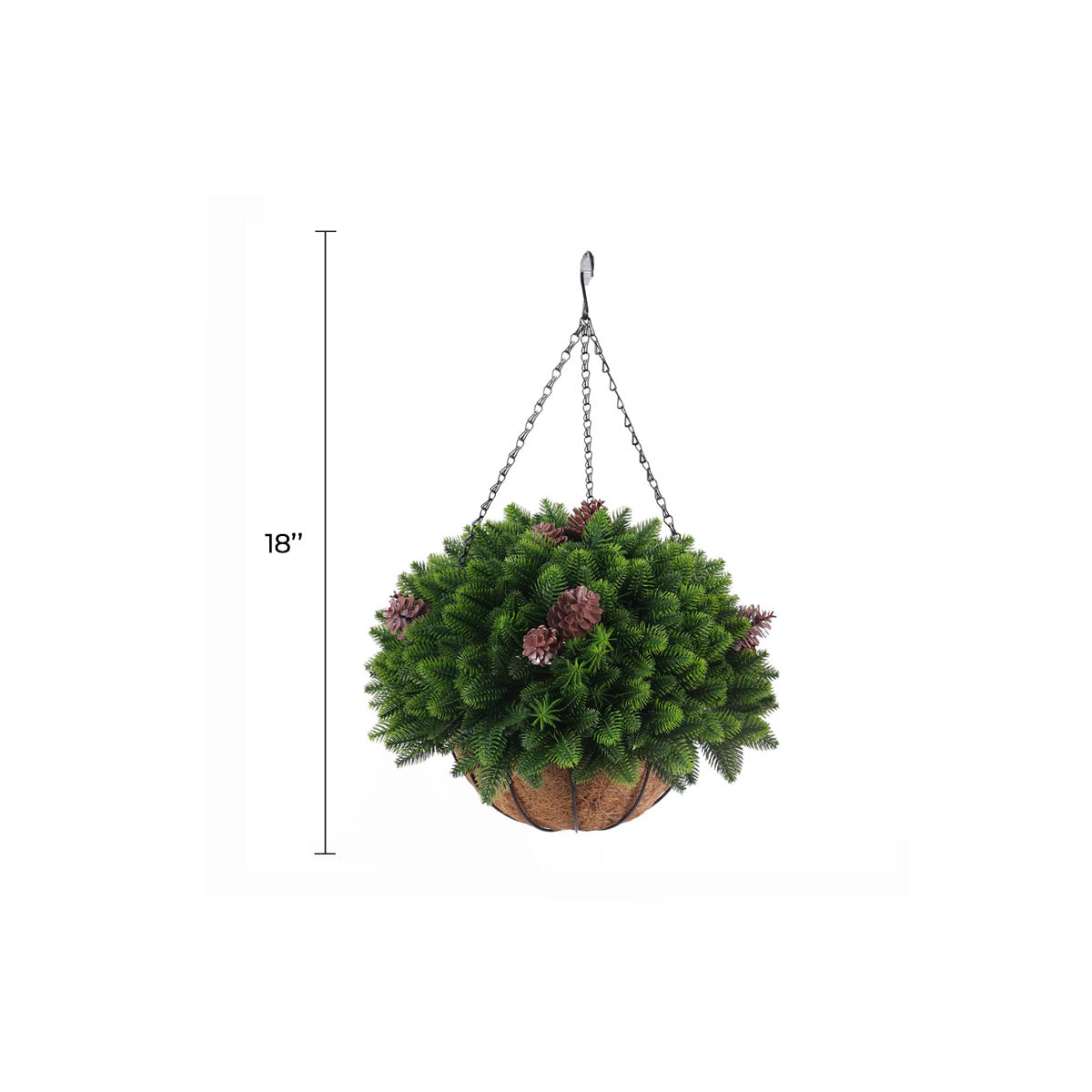 Hanging Artificial Cedar Pine Cone Basket 18" UV Resistant-1