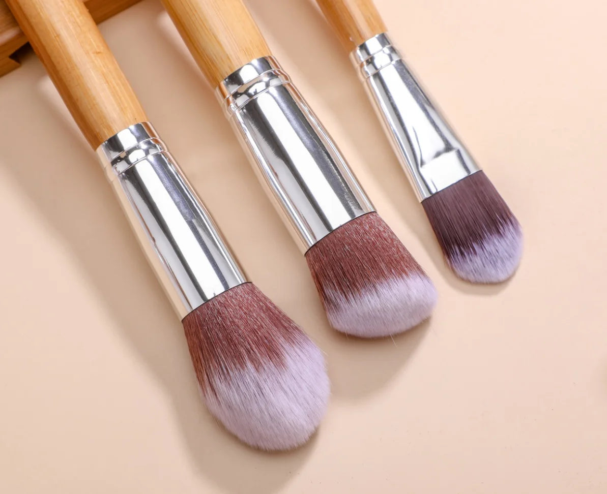 BS-MALL hot sale 11pcs custom logo natural bamboo makeup brush set-4