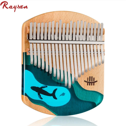 New plate kalimba wooden 21 key epoxy resin fish thumb piano Hluru-0