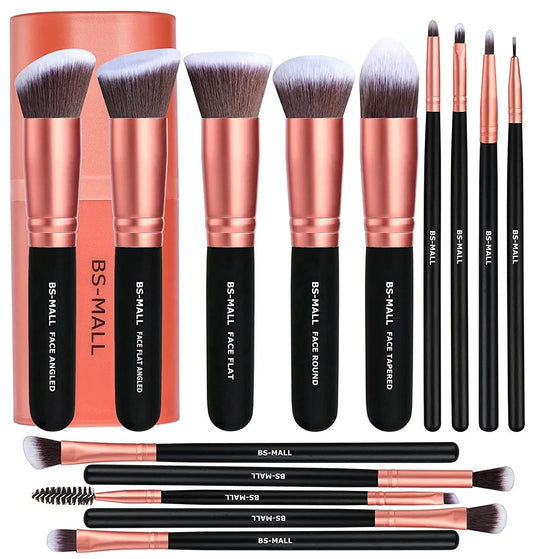 Wholesale 14 pcs Rose Gold Cosmetic Make up Brush Kit Private Label High Quality Private Label Makeup Brushes with Brush Holder-0