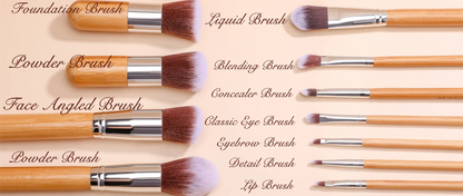 BS-MALL hot sale 11pcs custom logo natural bamboo makeup brush set-5
