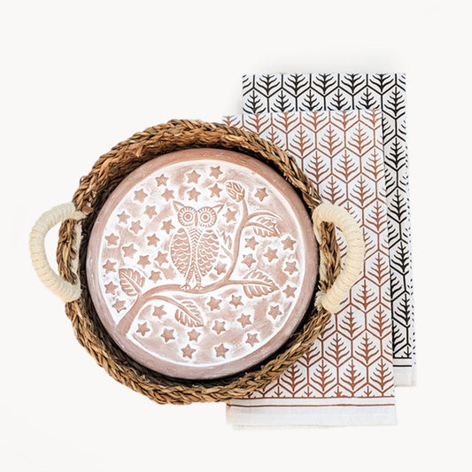 Bread Warmer & Basket Gift Set with Tea Towel - Owl Round-0