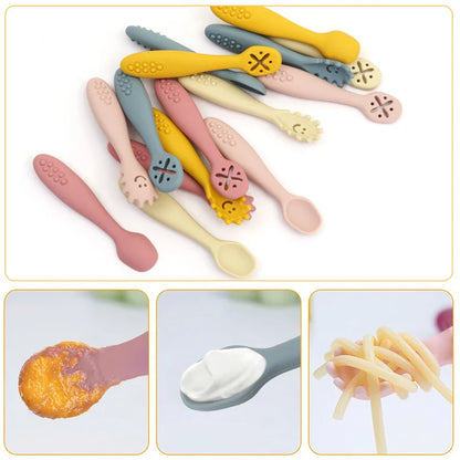 Set of 3 Silicone Learning Spoons for Children Multivariant-3