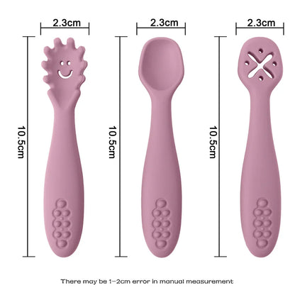 Set of 3 Silicone Learning Spoons for Children Multivariant-2