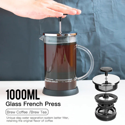 Double Wall French Press, 1000ml – Durable Stainless Steel Coffee Maker-0