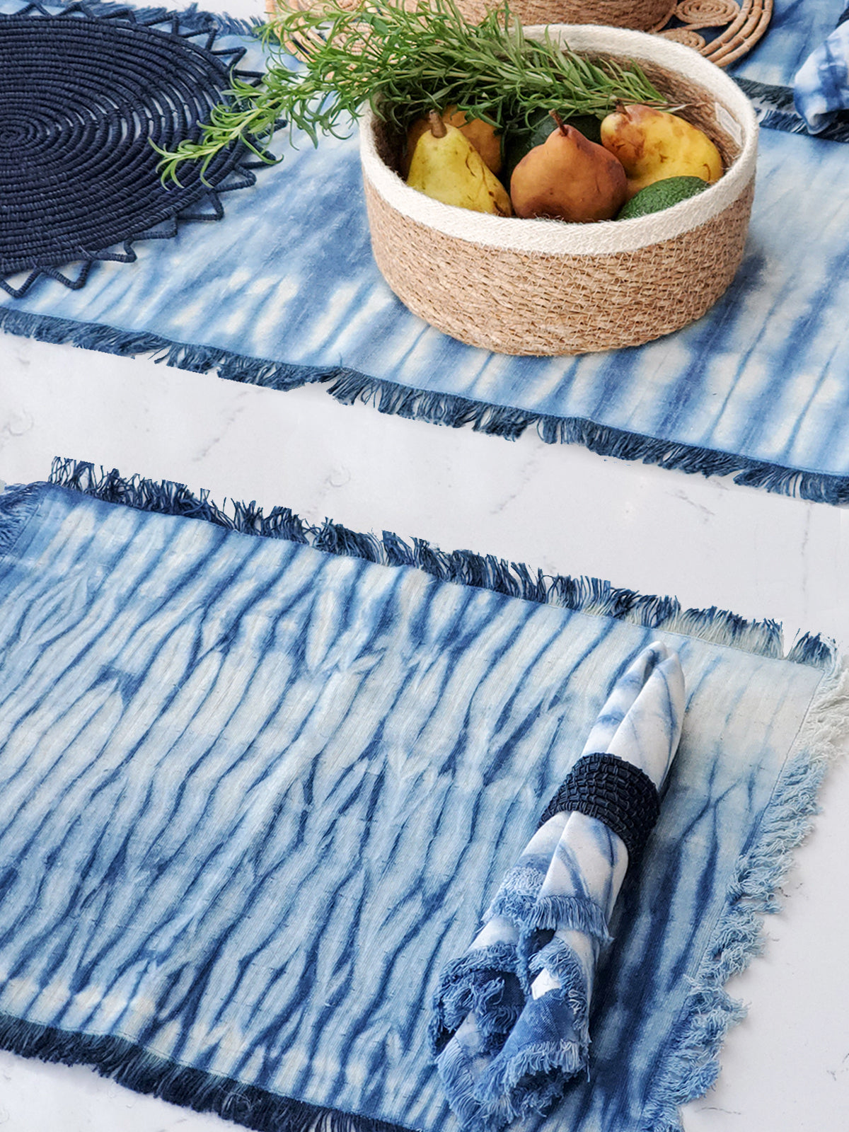 Tie Dye Cotton Placemat - Indigo Blue (Set of 4)-1