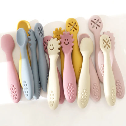 Set of 3 Silicone Learning Spoons for Children Multivariant-0