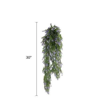 Artificial Hanging Purple & Green Willow Leaf Garland Bushes UV Resistant & Fire Rated | 7.8in x 30in (20cm x 76cm Each)-1