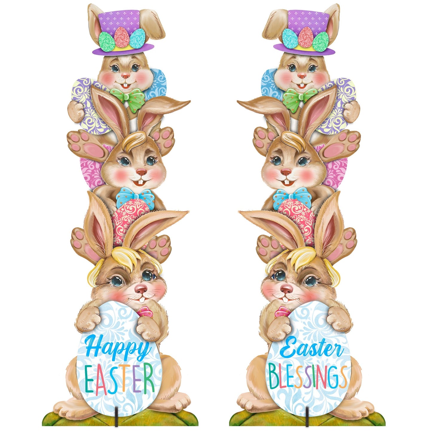 Easter Bunny Decor - Stacking Bunny Set of 2 Family Yard Sign by G. DeBrekht - Easter Spring Decor - 8154430F-S2-4