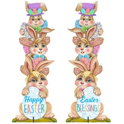 Easter Bunny Decor - Stacking Bunny Set of 2 Family Yard Sign by G. DeBrekht - Easter Spring Decor - 8154430F-S2-4