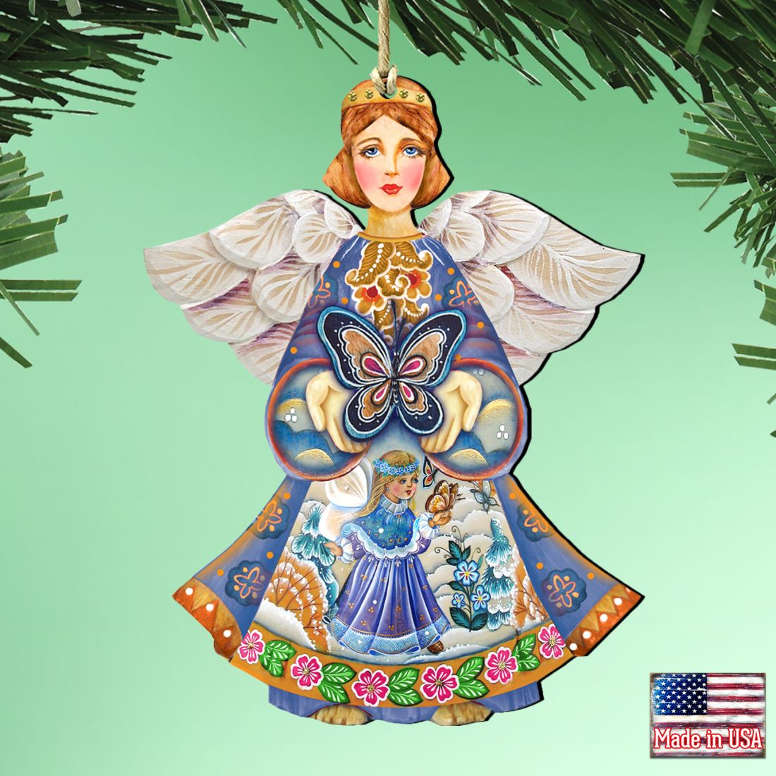 Butterfly Spring Angel Wooden Ornaments by G. DeBrekht - Easter Spring Decor - 8154152-1
