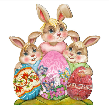 Bunny Drucker Family Easter Yard Sign by G. DeBrekht - Easter Spring Decor - 8154431F-2