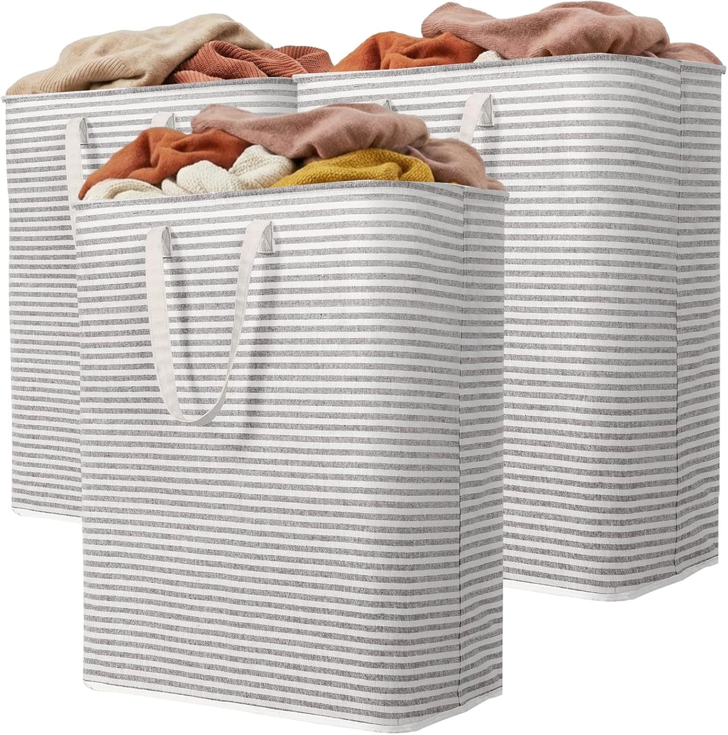 1 Pack Laundry Basket 80L Each, Collapsible Clothes Hamper with Reinforced Handles, Freestanding Waterproof Design for Bedroom and Laundry Room, Grey 80L Total