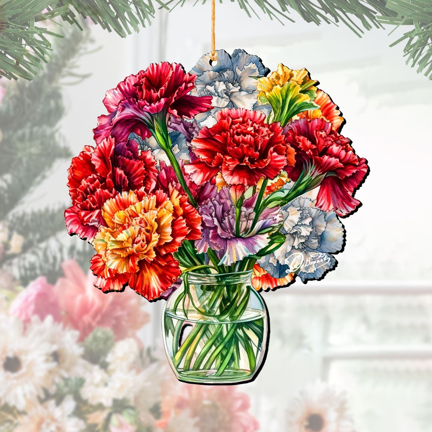 Flowers in the Vase Wooden Ornaments by G. Debrekht - Love Family Decor - 8688317-1