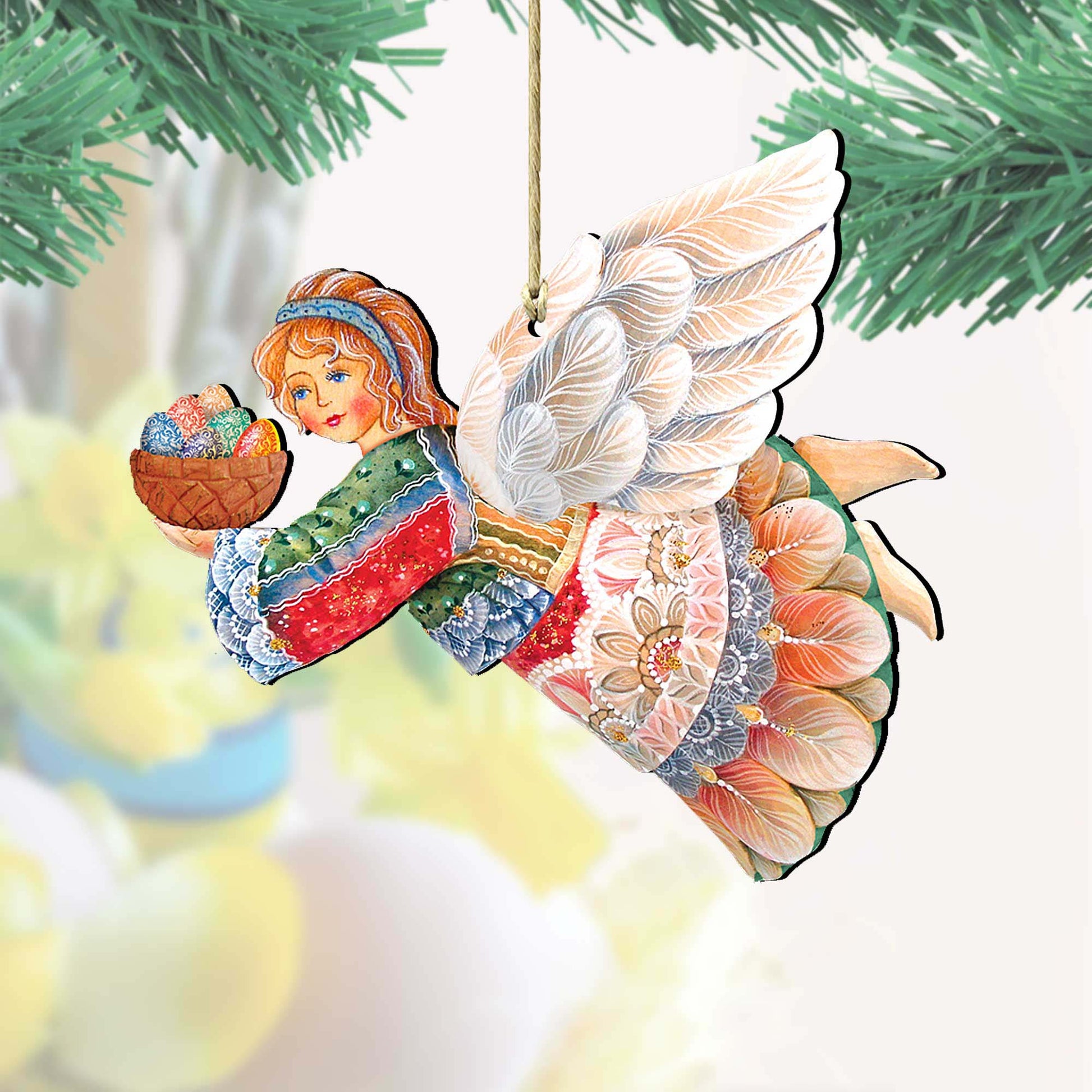 Flying Easter Angel Wooden Ornaments by G. DeBrekht - Easter Spring Decor - 8154154-0