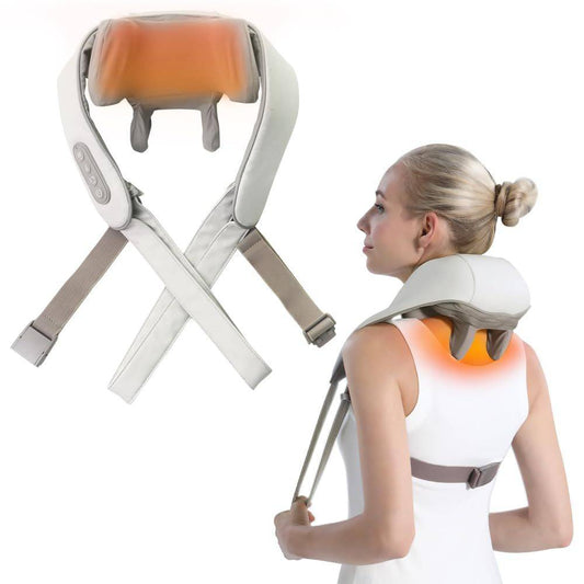 Neck Shoulder Back Massager with Heat - Shiatsu Massager, Rechargeable, Hands-Free Design-0