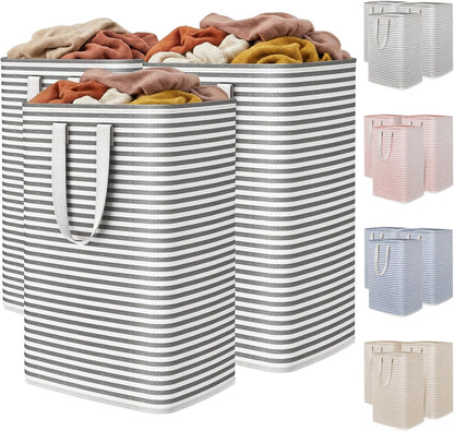 1 Pack Laundry Basket 80L Each, Collapsible Clothes Hamper with Reinforced Handles, Freestanding Waterproof Design for Bedroom and Laundry Room, Grey 80L Total