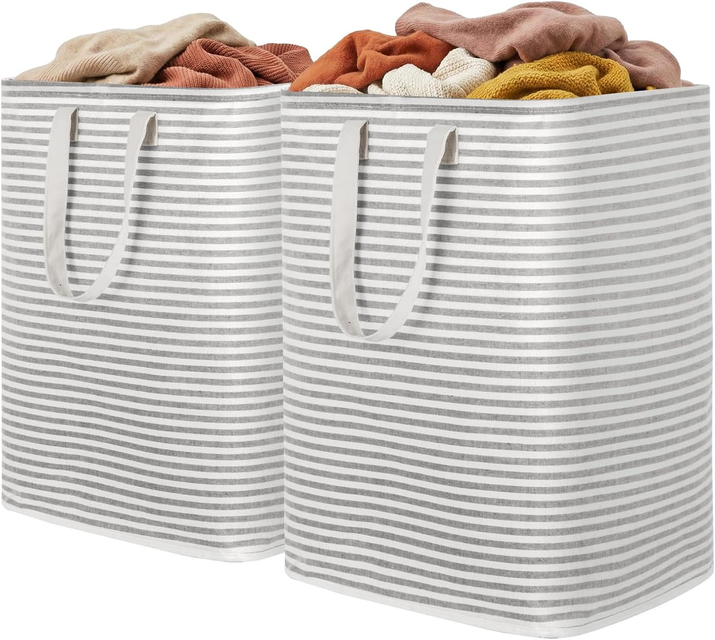 1 Pack Laundry Basket 80L Each, Collapsible Clothes Hamper with Reinforced Handles, Freestanding Waterproof Design for Bedroom and Laundry Room, Grey 80L Total