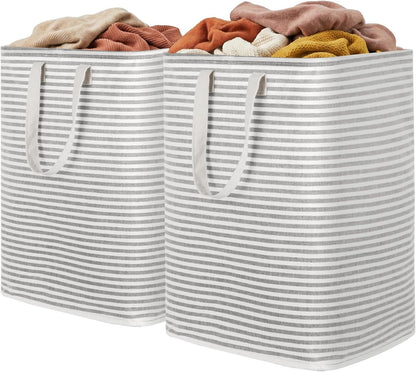 1 Pack Laundry Basket 80L Each, Collapsible Clothes Hamper with Reinforced Handles, Freestanding Waterproof Design for Bedroom and Laundry Room, Grey 80L Total