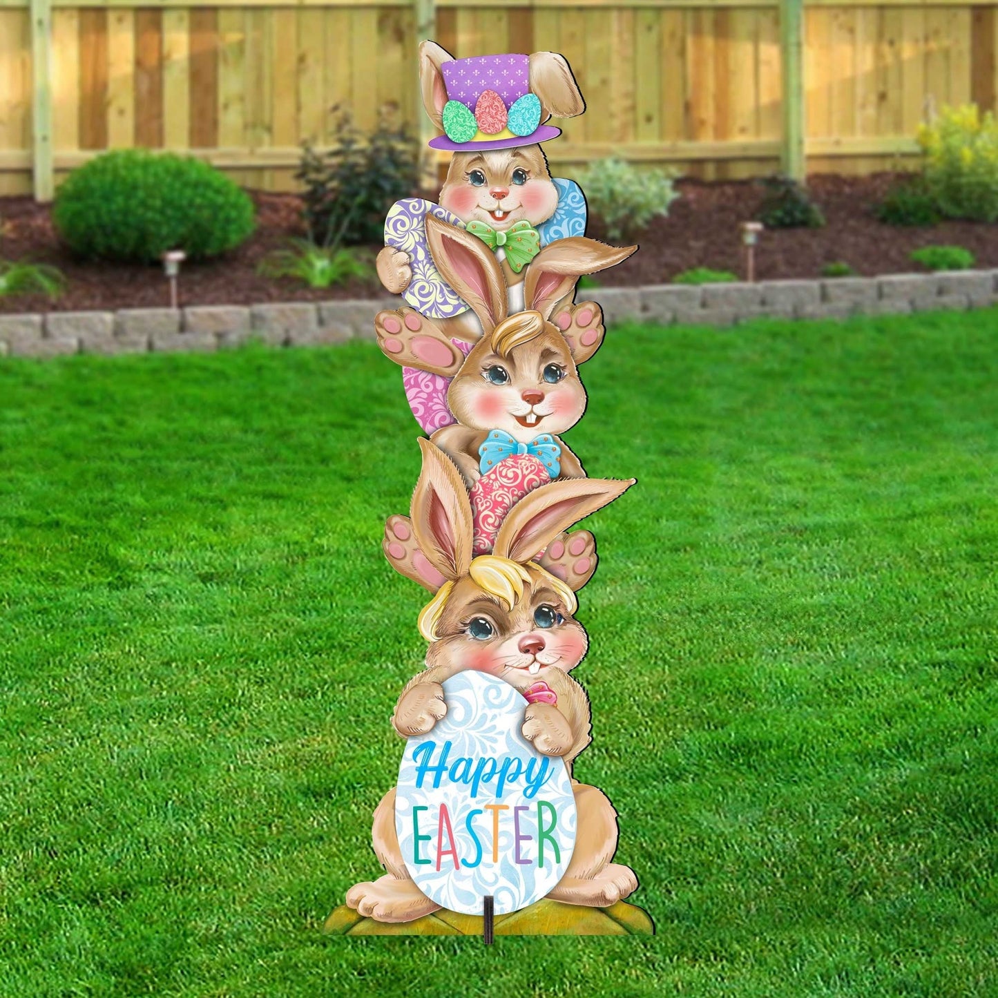 Easter Bunny Decor - Stacking Bunny Set of 2 Family Yard Sign by G. DeBrekht - Easter Spring Decor - 8154430F-S2-1