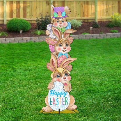 Easter Bunny Decor - Stacking Bunny Set of 2 Family Yard Sign by G. DeBrekht - Easter Spring Decor - 8154430F-S2-1