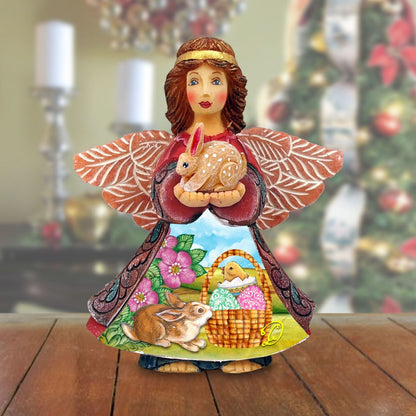 Easter Angel With Bunny Handcrafted Christmas Figurine - G. DeBrekht - Easter Spring Decor - 516662-1