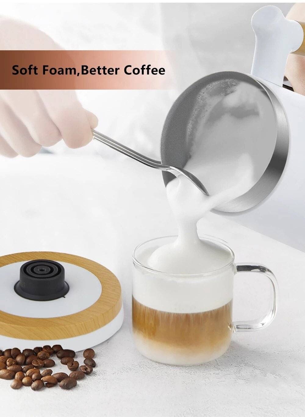 Automatic Coffee Frother Electric Hot and Cold Latte Cappuccino-4