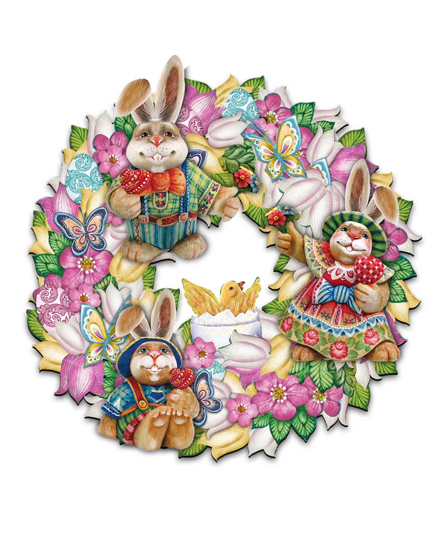 Easter Family Holiday Door Wreath by G. DeBrekht - Easter Spring Decor - 8185301-3H-4