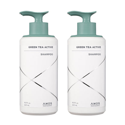 Amos Professional Active Green Tea Shampoo, 2-Pack